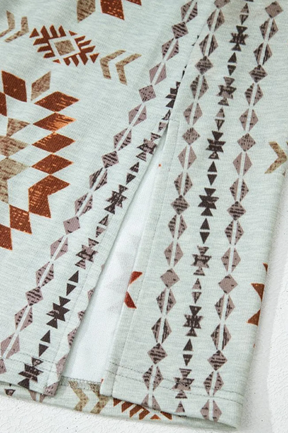 Sale Dear-Lover Western Aztec Printed Open Front Long Cardigan Brown