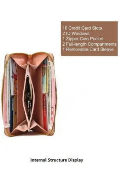 Hot Dear-Lover Western Pattern Print Wristlet PU Leather Wallet Brown