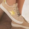 Sale Dear-Lover Star Glitter Patchwork Lace-up Sneakers Buckskin