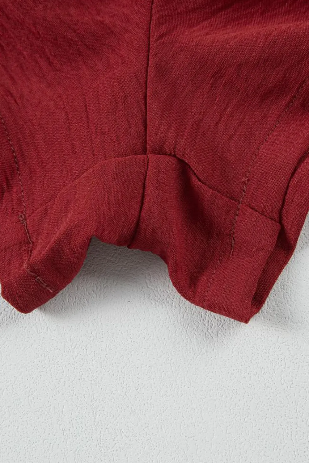 Discount Dear-Lover Casual Pocketed Smocked Sleeveless Romper Burgundy