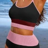 Online Dear-Lover Color Block High Waisted Sexy Bikini Set Burgundy