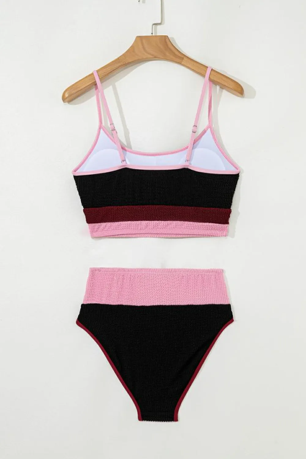 Online Dear-Lover Color Block High Waisted Sexy Bikini Set Burgundy