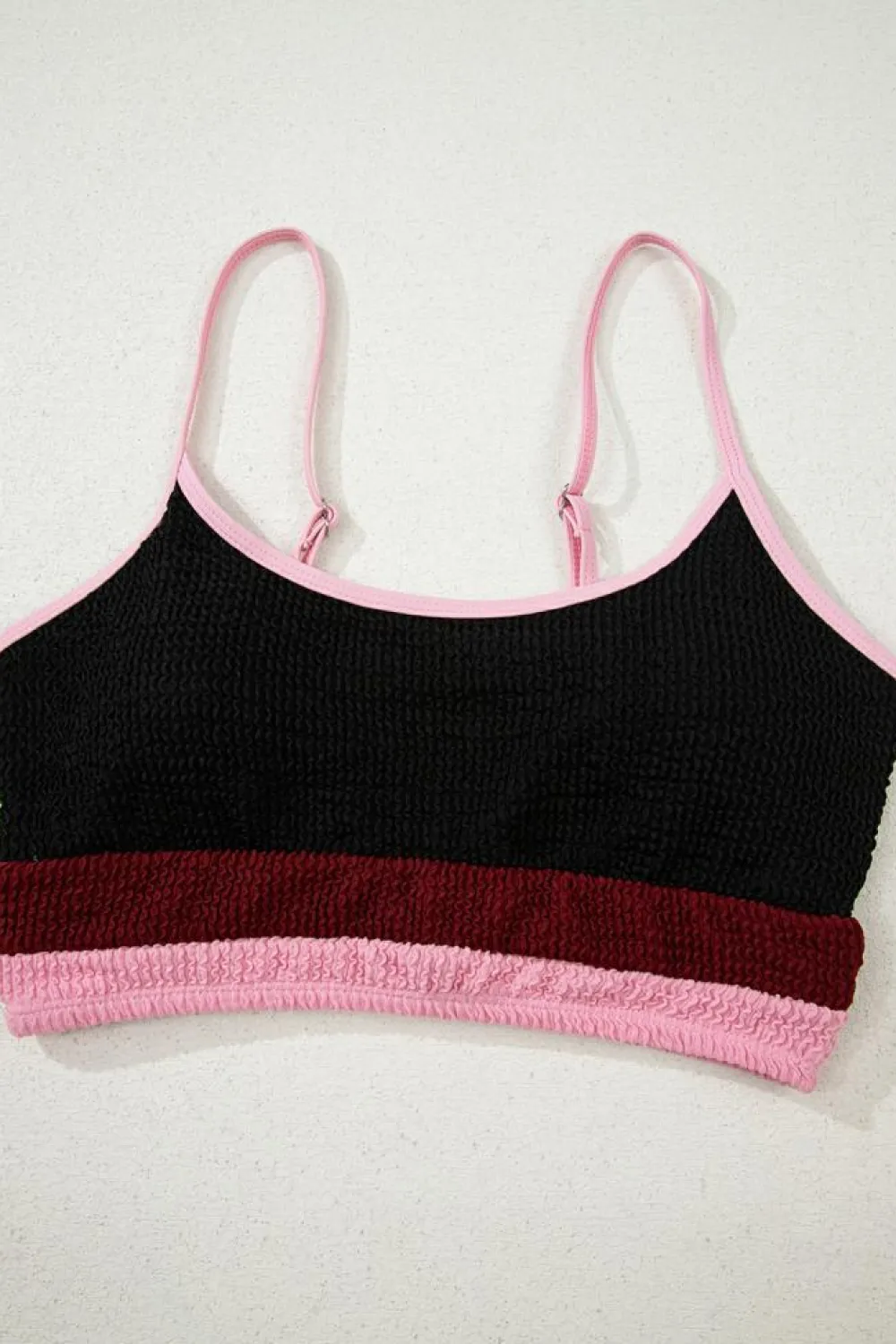 Online Dear-Lover Color Block High Waisted Sexy Bikini Set Burgundy