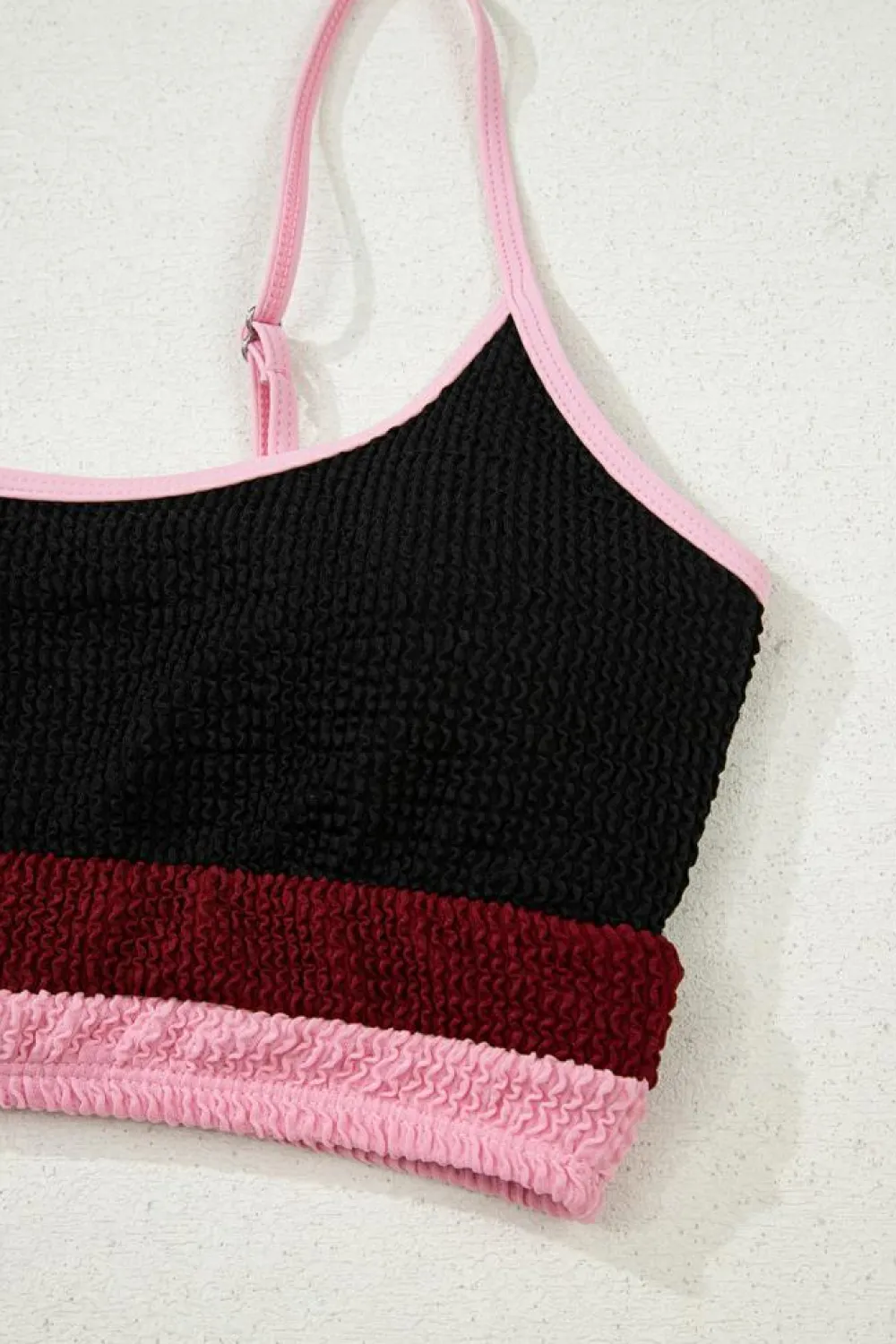 Online Dear-Lover Color Block High Waisted Sexy Bikini Set Burgundy