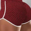 Sale Dear-Lover Burgundy High Waist Honeycomb Contrast Stripes Butt Lifting Yoga Shorts Fiery Red