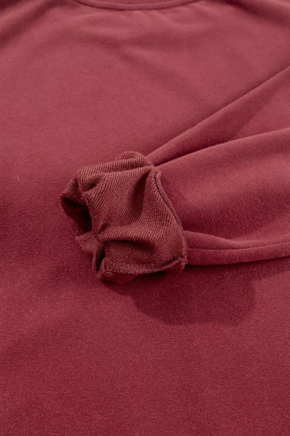 Hot Dear-Lover Plain Drop Shoulder Crewneck Pullover Sweatshirt Burgundy