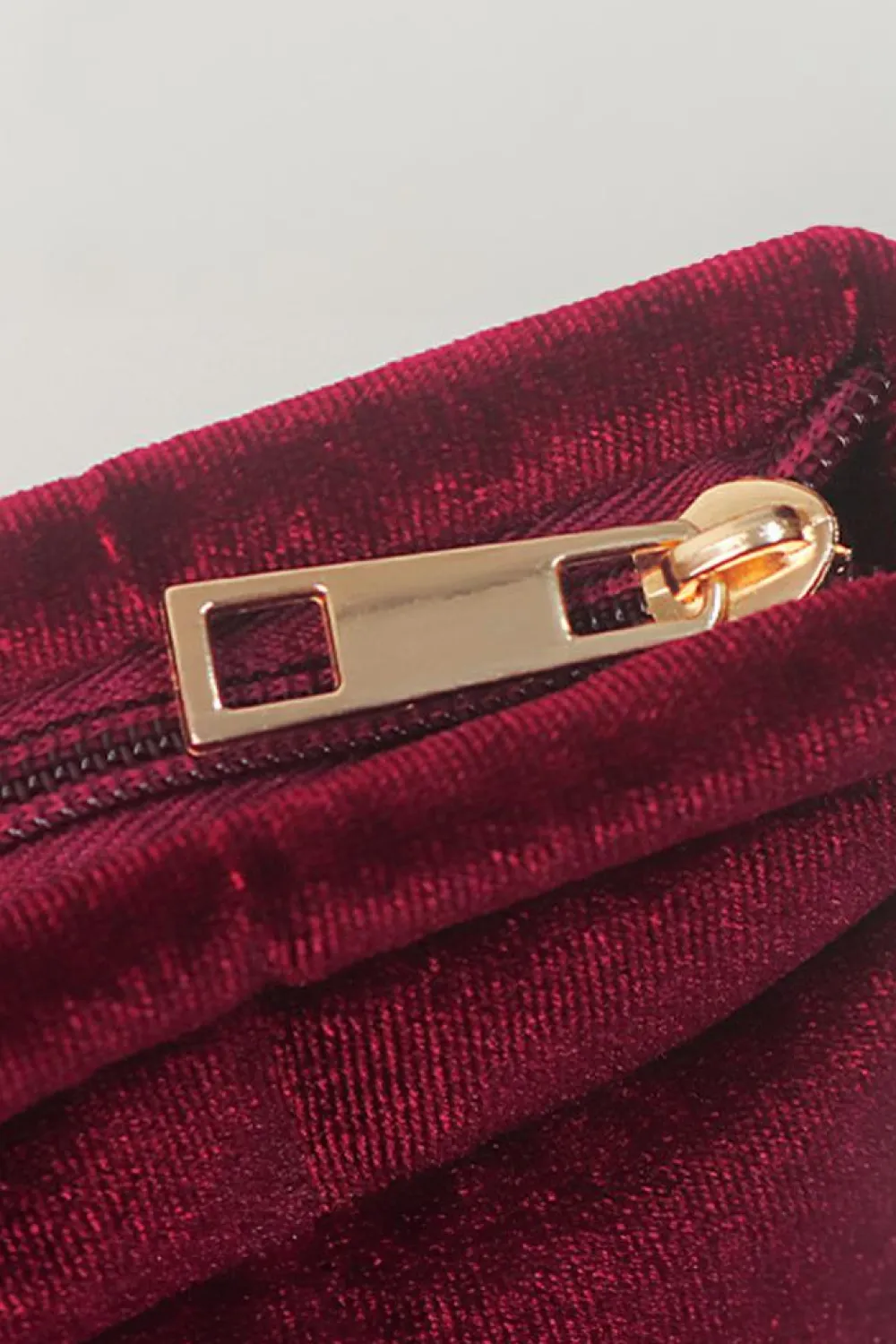 Sale Dear-Lover Quilted Velour Zipper Cosmetic Organize Pouch Burgundy