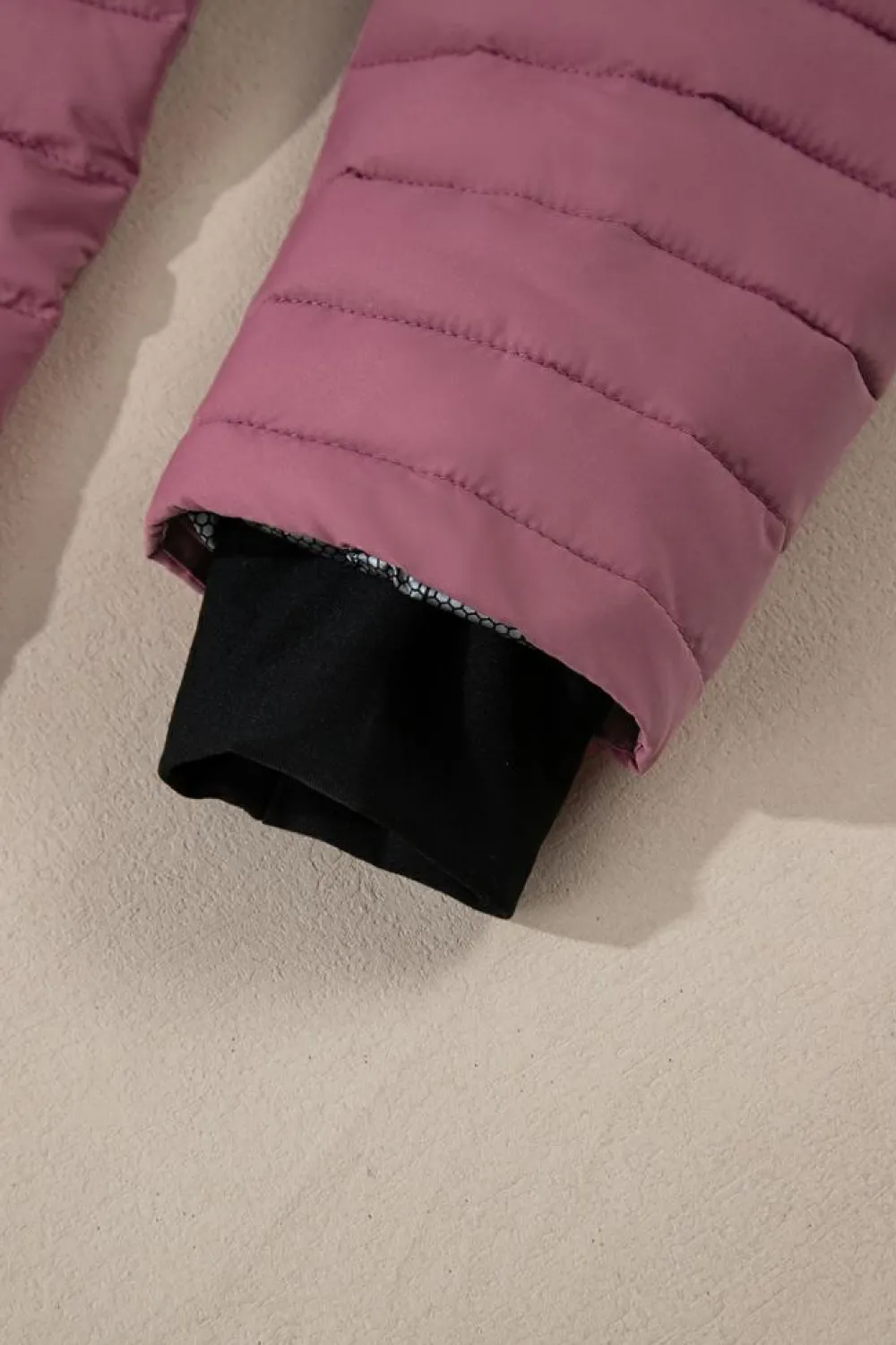 Hot Dear-Lover Solid Color Quilted Zip-up Puffer Jacket Burgundy