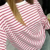 Online Dear-Lover Striped Long Sleeve Round Neck Loose Top Burgundy