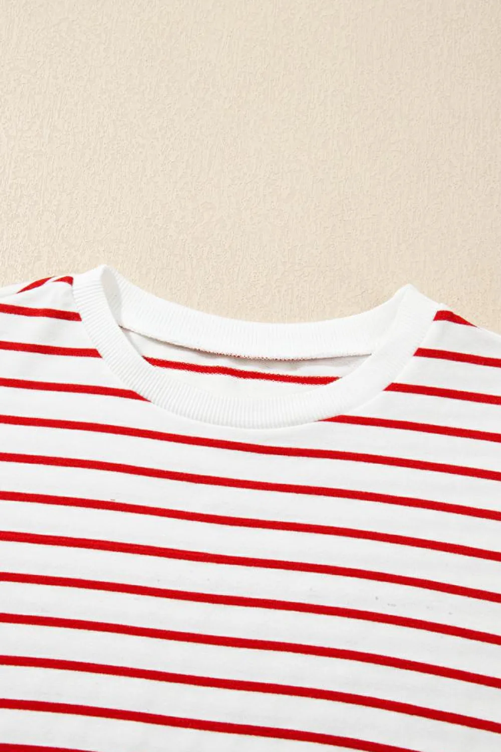 Online Dear-Lover Striped Long Sleeve Round Neck Loose Top Burgundy
