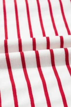 Online Dear-Lover Striped Long Sleeve Round Neck Loose Top Burgundy