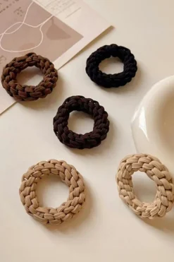 Hot Dear-Lover 5 Piece Thick Braided Hair Tie Set Camel