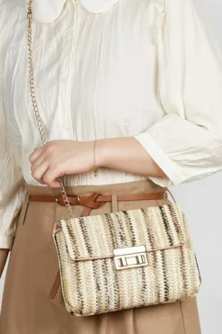 Best Dear-Lover Bohemian Woven Gold Chain Shoulder Bag Camel
