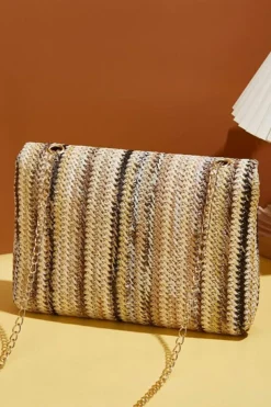 Best Dear-Lover Bohemian Woven Gold Chain Shoulder Bag Camel