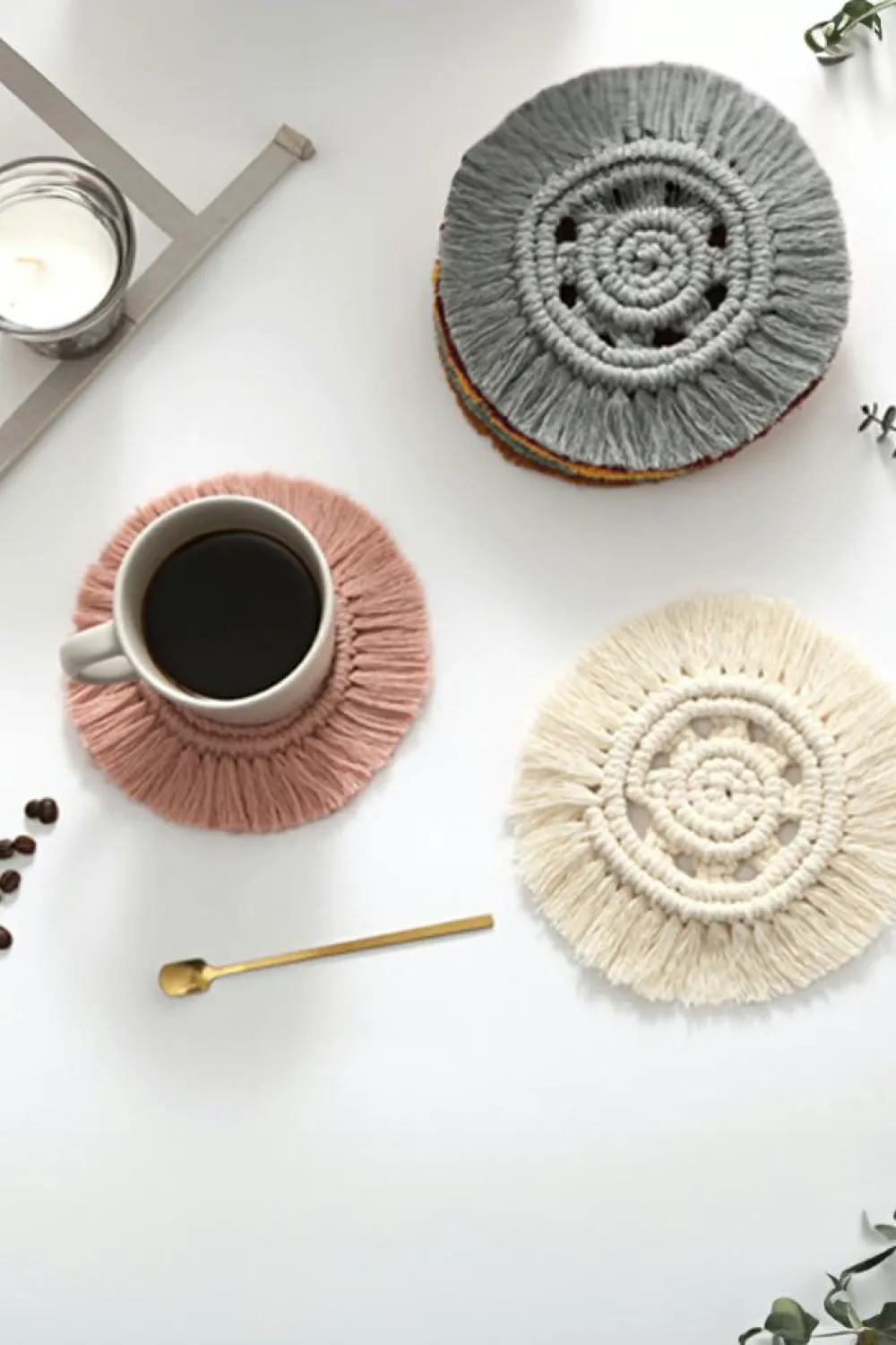 Hot Dear-Lover Boho Macrame Woven Coaster Camel