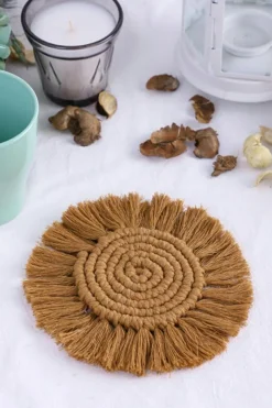 Hot Dear-Lover Boho Macrame Woven Coaster Camel