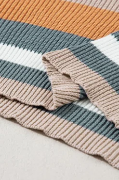 Outlet Dear-Lover Classic Round Neck Colorblock Knit Sweater Camel