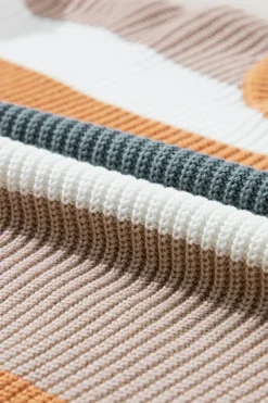 Outlet Dear-Lover Classic Round Neck Colorblock Knit Sweater Camel