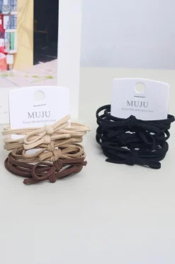 Fashion Dear-Lover 7pcs Bow Knot Dual String High Elastic Hair Tie Camel