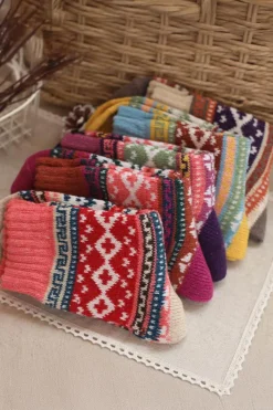 New Dear-Lover 5pcs/set Bohemian Pattern Soft Crew Socks Camel