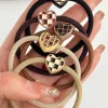 Sale Dear-Lover 5pcs/set Checkered Heart Decor High Elastic Hair Tie Camel