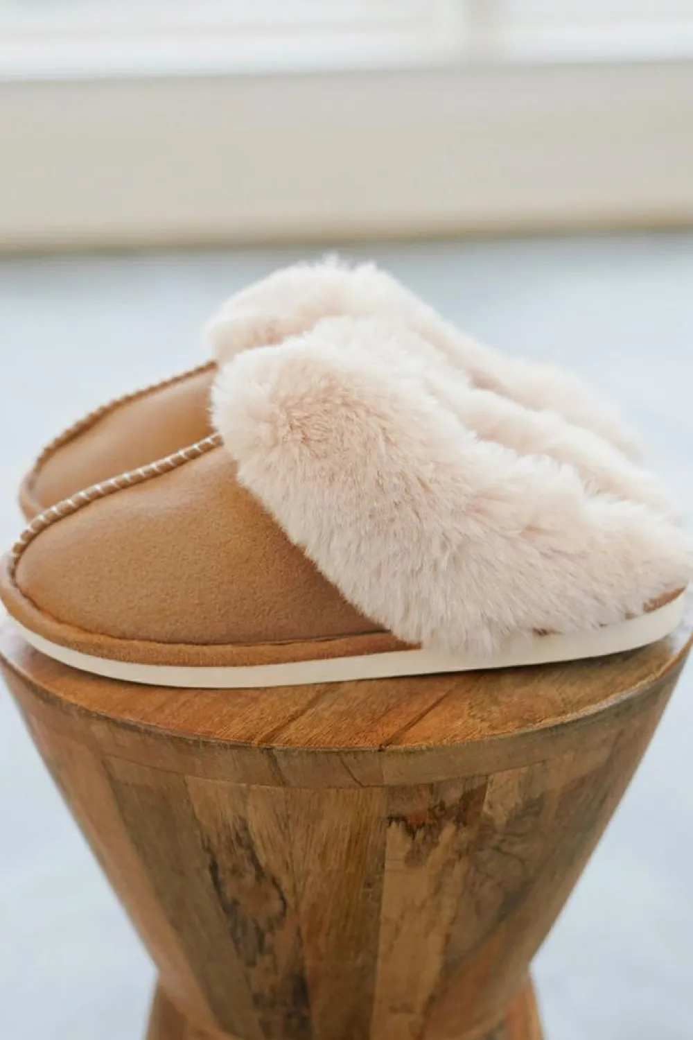 Clearance Dear-Lover Plush Suede Winter Home Slippers Camel