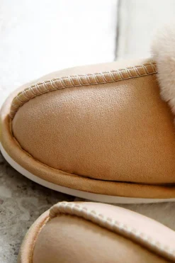 Clearance Dear-Lover Plush Suede Winter Home Slippers Camel
