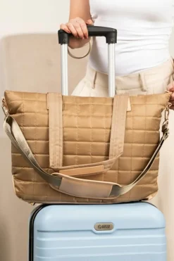 Hot Dear-Lover Quiled Patchwork Large Tote Bag and Clutch 2pcs Set Camel