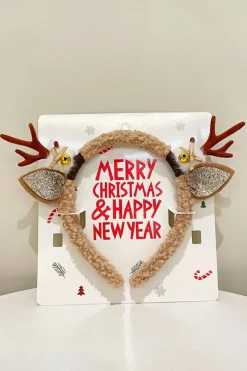 Discount Dear-Lover Reindeer Antlers Christmas Headband Camel