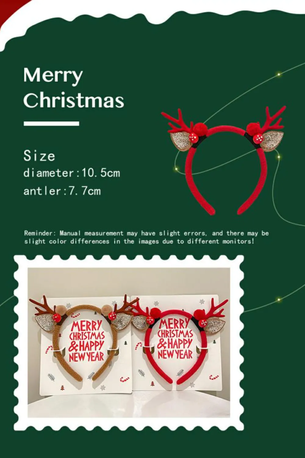 Discount Dear-Lover Reindeer Antlers Christmas Headband Camel
