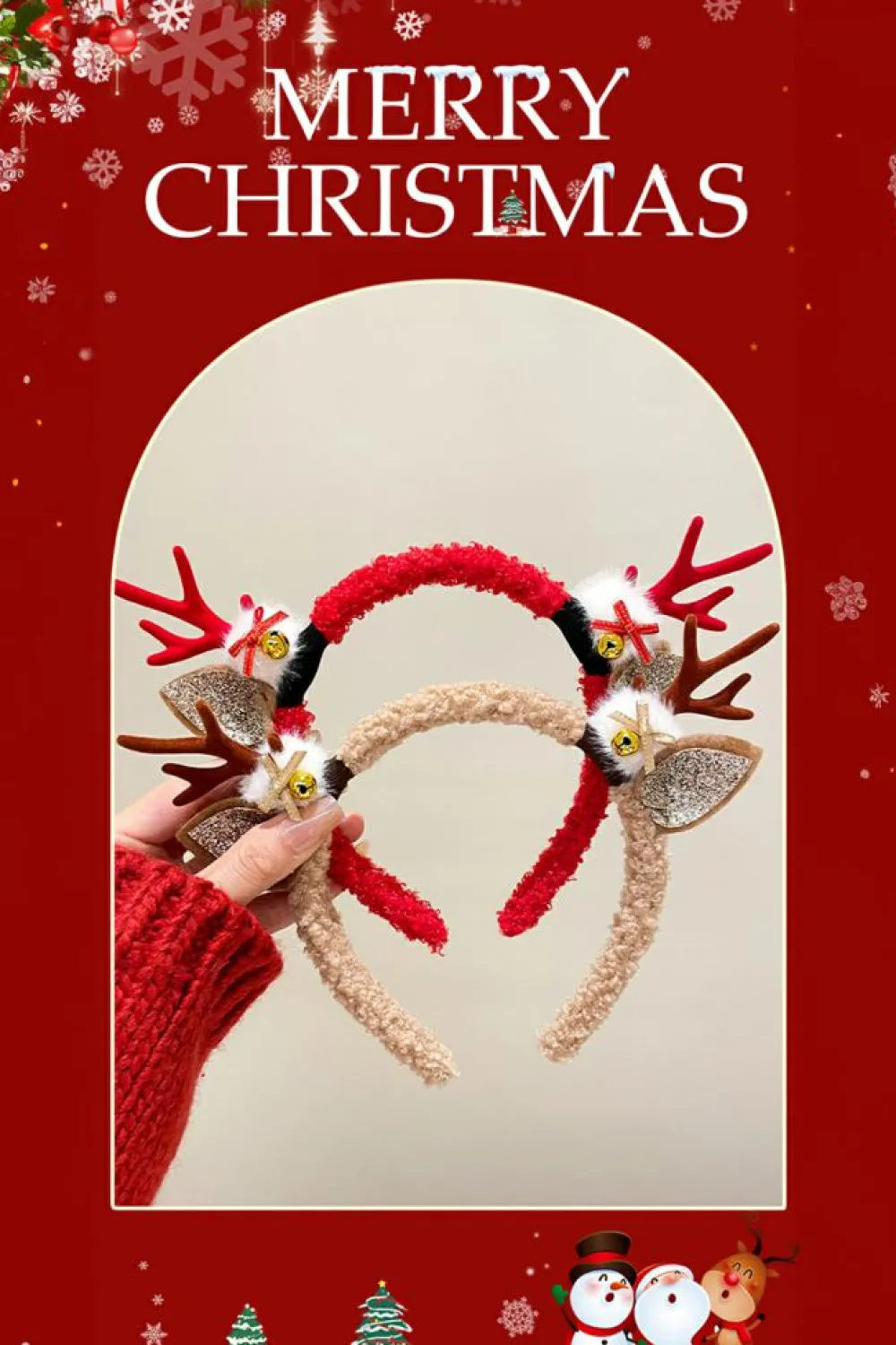 Discount Dear-Lover Reindeer Antlers Christmas Headband Camel