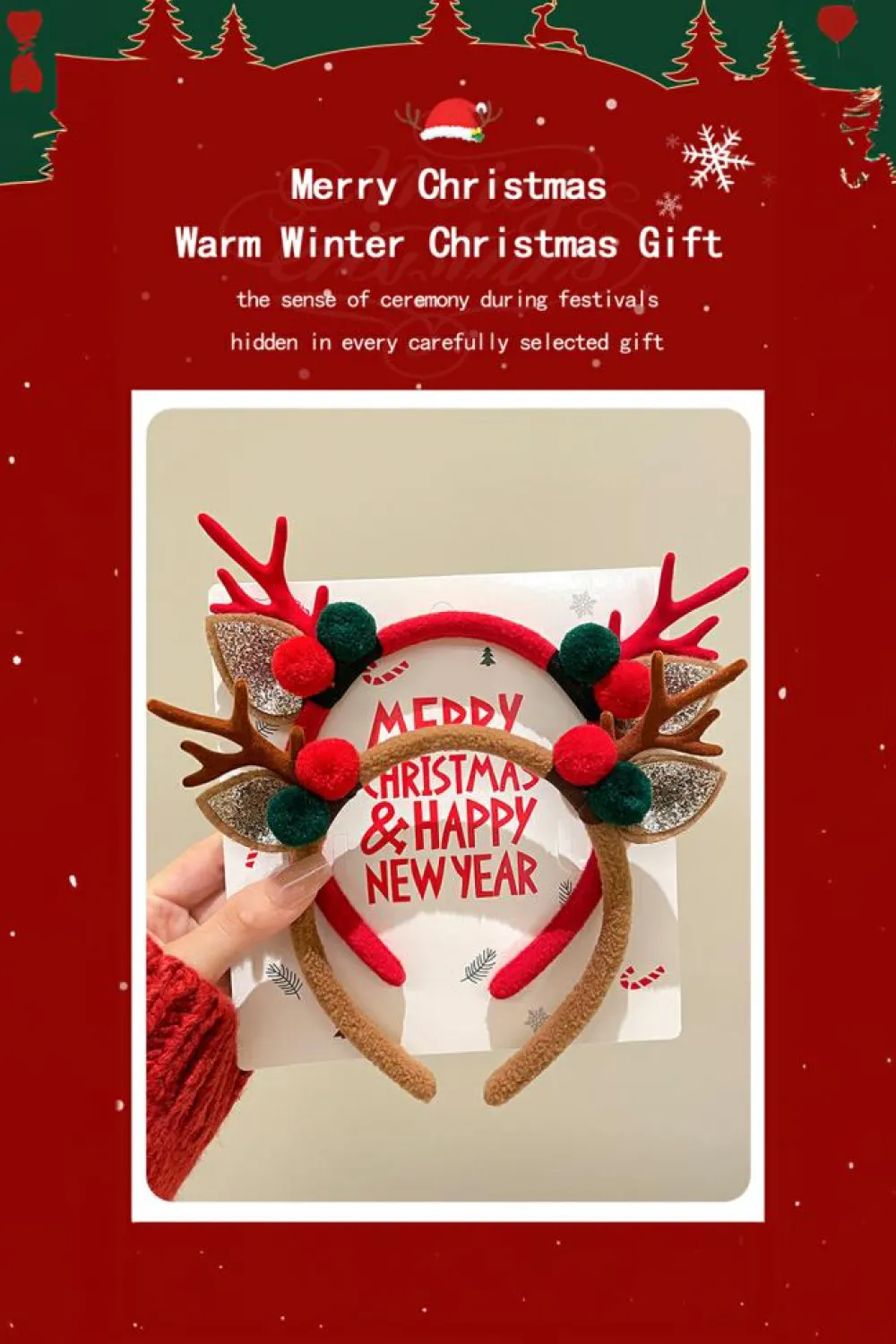 Discount Dear-Lover Reindeer Antlers Christmas Headband Camel