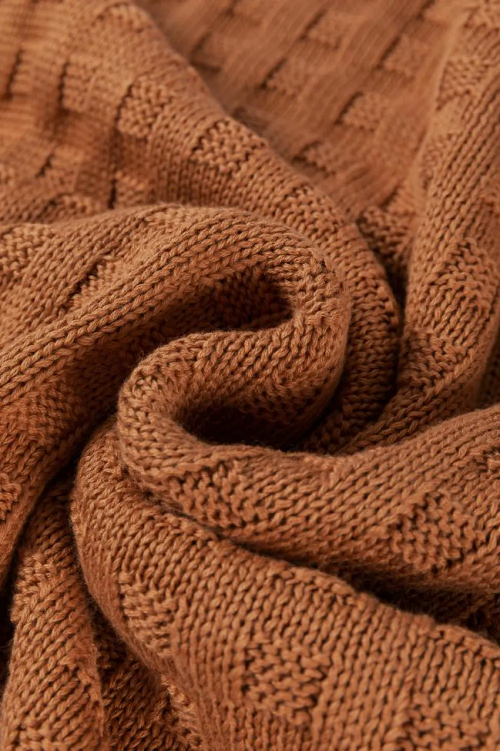 Clearance Dear-Lover Round Neck Textured Knit Sweater Vest Camel
