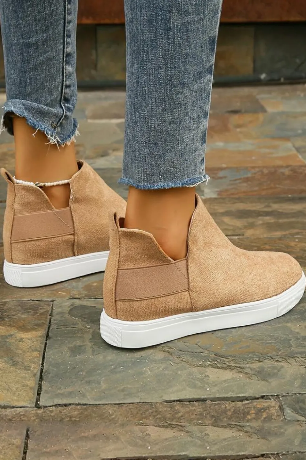 Outlet Dear-Lover Suede Slip-on Casual Boots Camel