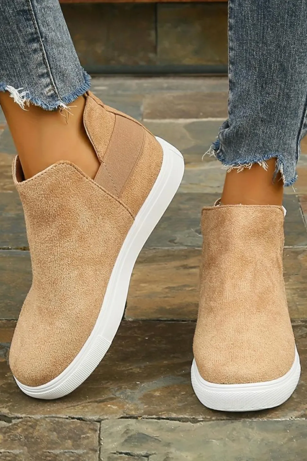Outlet Dear-Lover Suede Slip-on Casual Boots Camel