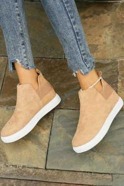 Outlet Dear-Lover Suede Slip-on Casual Boots Camel