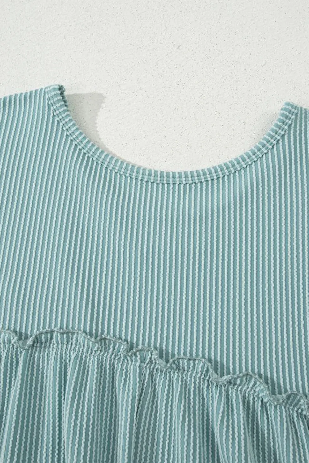 Online Dear-Lover Corded Knit Textured Patched Pocket Frilled Swing Mini Dress with Pockets Canton