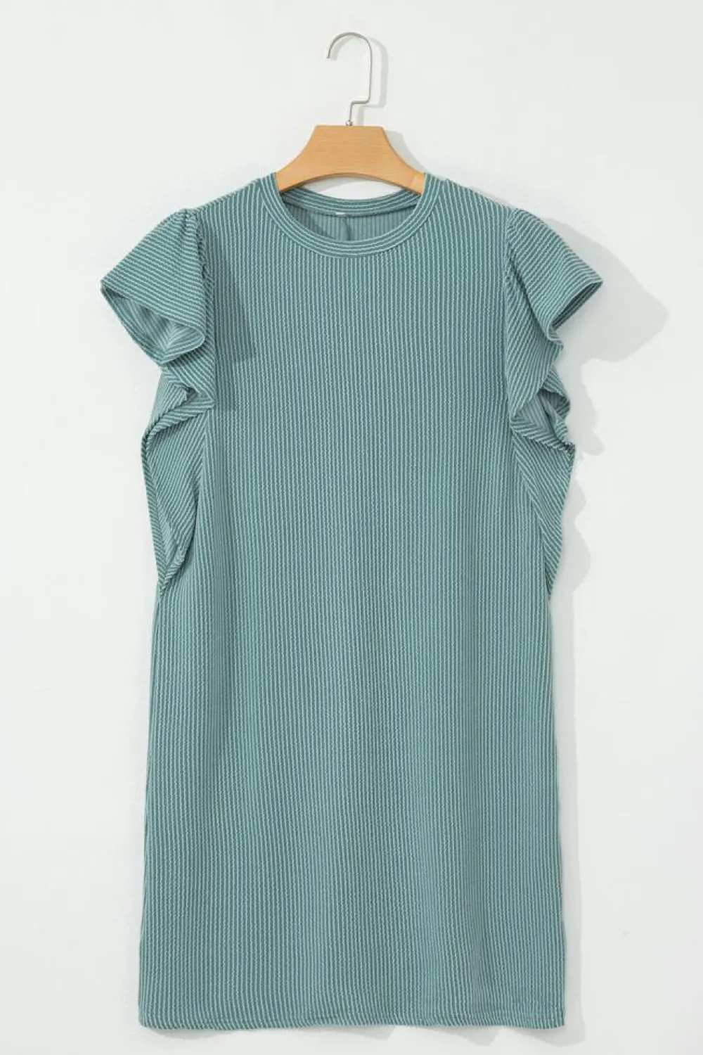 Outlet Dear-Lover Corded Ruffle Sleeve Crew Neck Shift Dress Canton