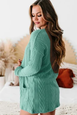 Discount Dear-Lover  Solid Textured Open Front Cardigan with Pocket Canton