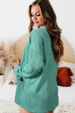 Discount Dear-Lover Solid Textured Open Front Cardigan with Pocket Canton