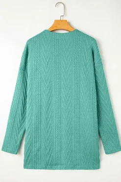Discount Dear-Lover Solid Textured Open Front Cardigan with Pocket Canton