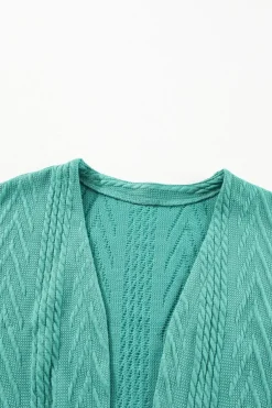 Discount Dear-Lover Solid Textured Open Front Cardigan with Pocket Canton