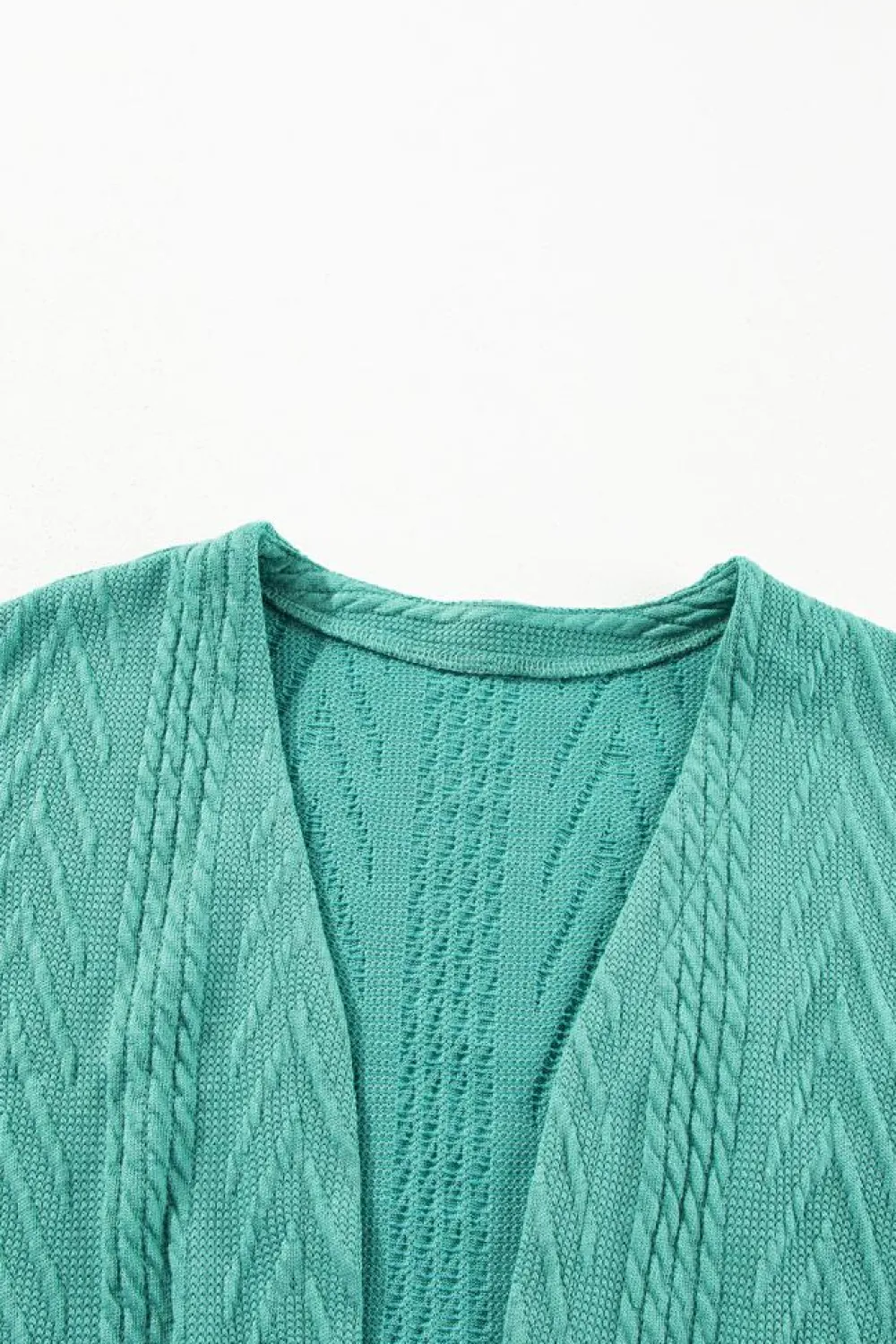 Discount Dear-Lover Solid Textured Open Front Cardigan with Pocket Canton
