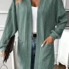 New Dear-Lover Textured Knit Side Pockets Open Front Cardigan Canton