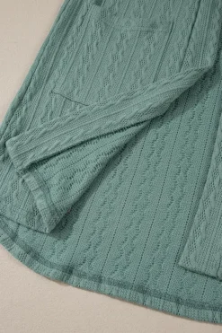 New Dear-Lover Textured Knit Side Pockets Open Front Cardigan Canton