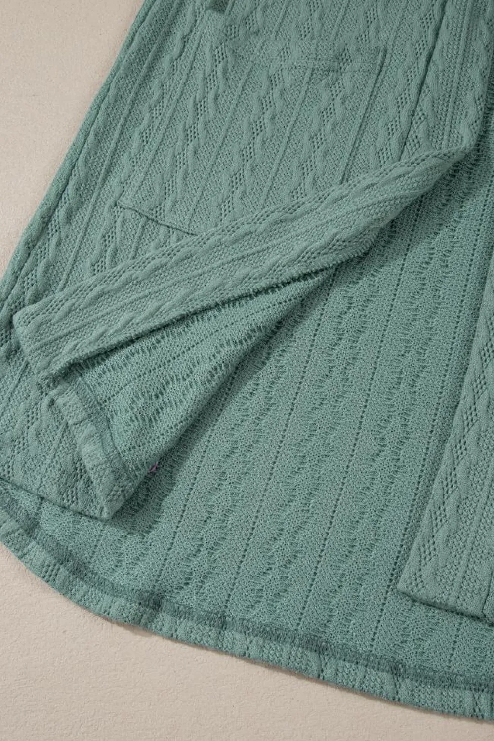 New Dear-Lover Textured Knit Side Pockets Open Front Cardigan Canton