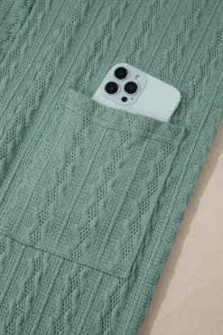 New Dear-Lover Textured Knit Side Pockets Open Front Cardigan Canton