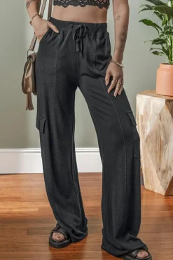 Fashion Dear-Lover Cargo Pockets Drawstring Sweatpants Carbon Grey