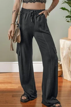 Fashion Dear-Lover Cargo Pockets Drawstring Sweatpants Carbon Grey