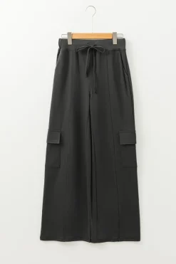 Fashion Dear-Lover Cargo Pockets Drawstring Sweatpants Carbon Grey